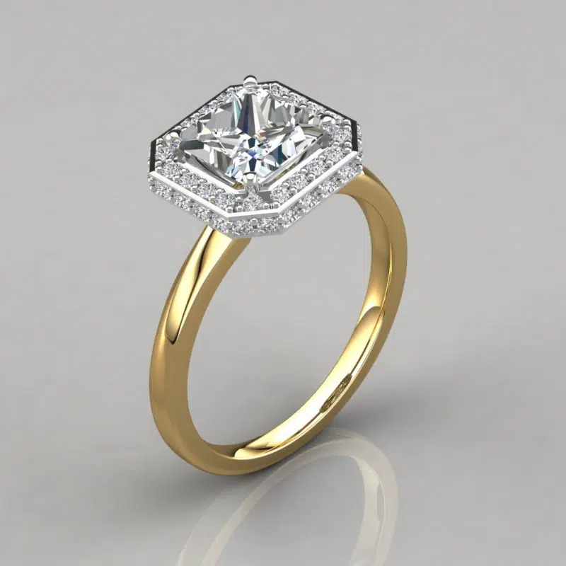 Classic Halo Style Princess Moissanite Engagement Ring