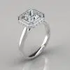 Classic Halo Style Cathedral Princess Cut Moissanite Ring