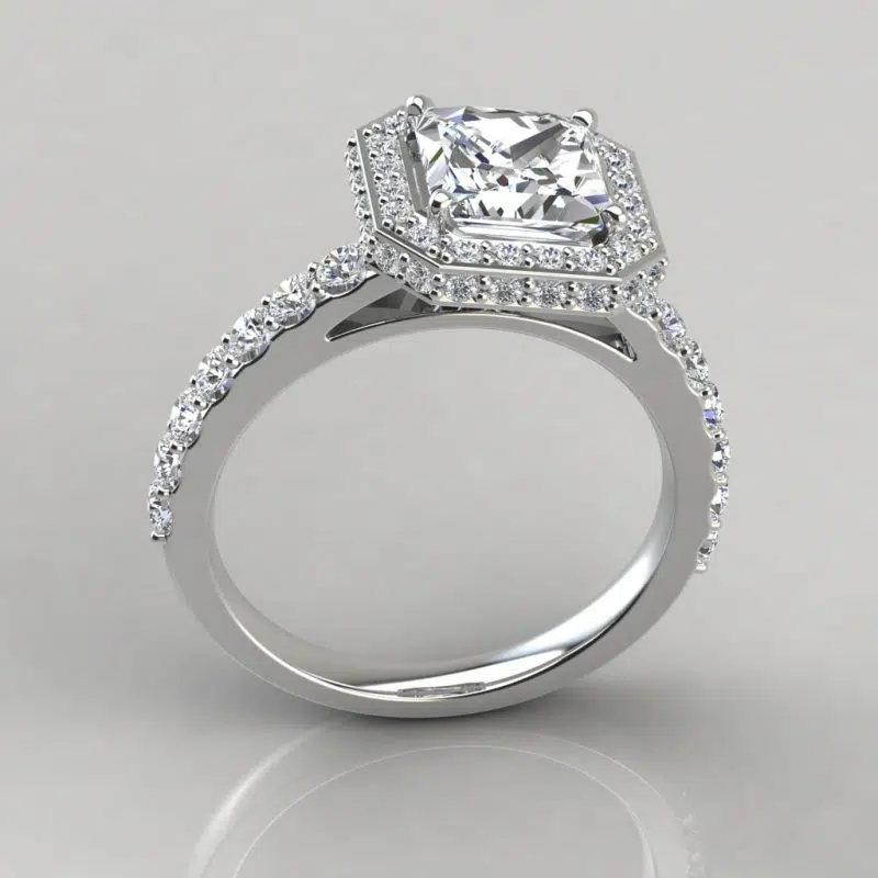Two-sided Cathedral Princess Halo Engagement Ring