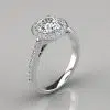 Moissanite Round Cut Pave Halo Style Engagement Ring