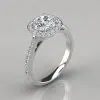 Moissanite Cushion Outline Round Cut Halo Engagement Ring