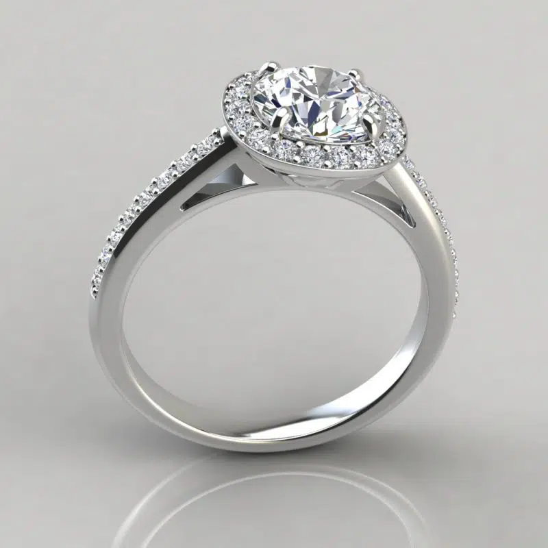 Moissanite Cushion Outline Round Cut Halo Engagement Ring