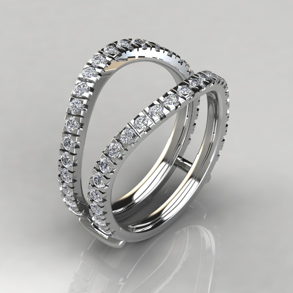 Moissanite Wedding Band Ring Enhancer Ring Guard 14k Rose Gold