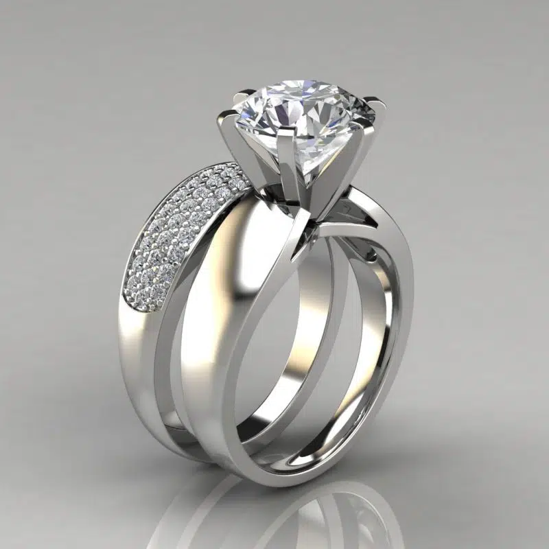 4 Ct Custom Design Moissanite Wide Band Bridal Set