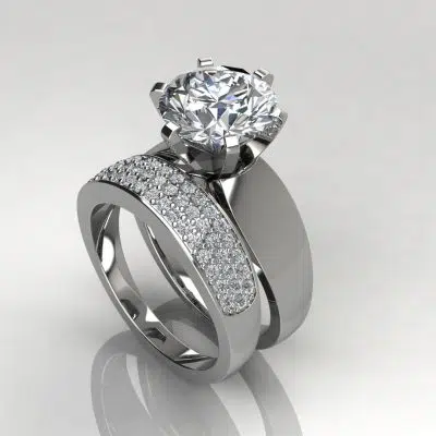 4 Ct Custom Design Moissanite Wide Band Bridal Set