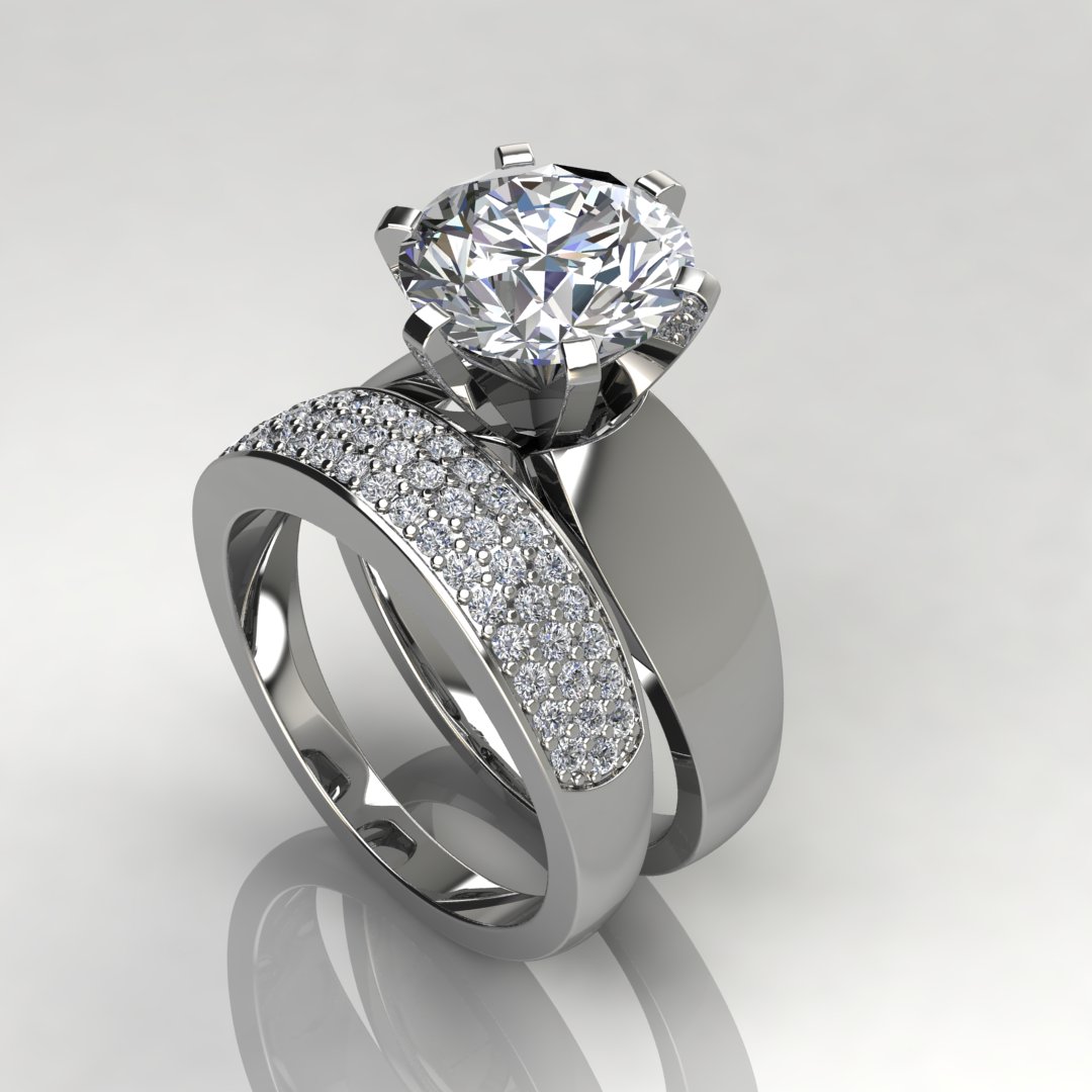 Wide Engagement Ring with Milgrain