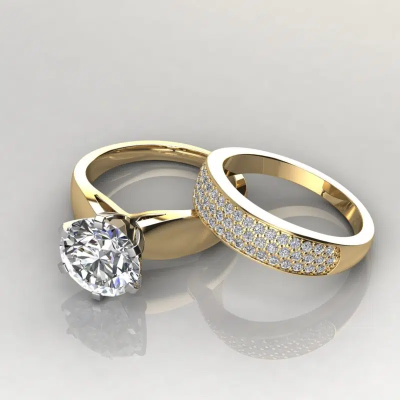 4 Ct Custom Design Moissanite Wide Band Bridal Set