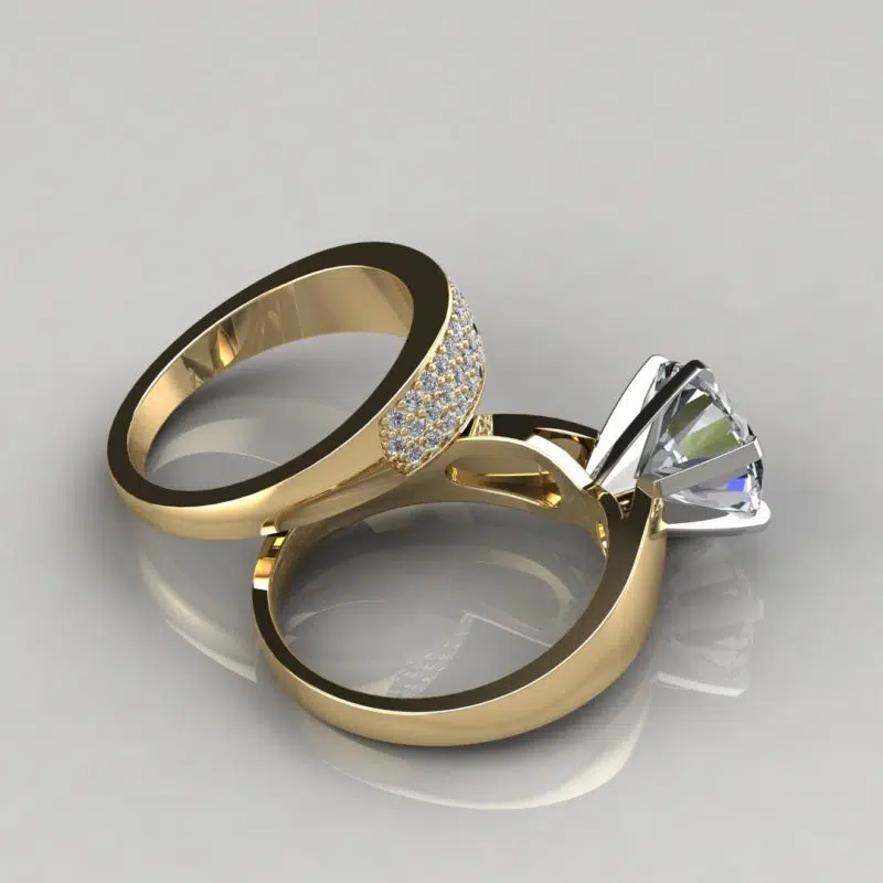 4 Ct Custom Design Moissanite Wide Band Bridal Set