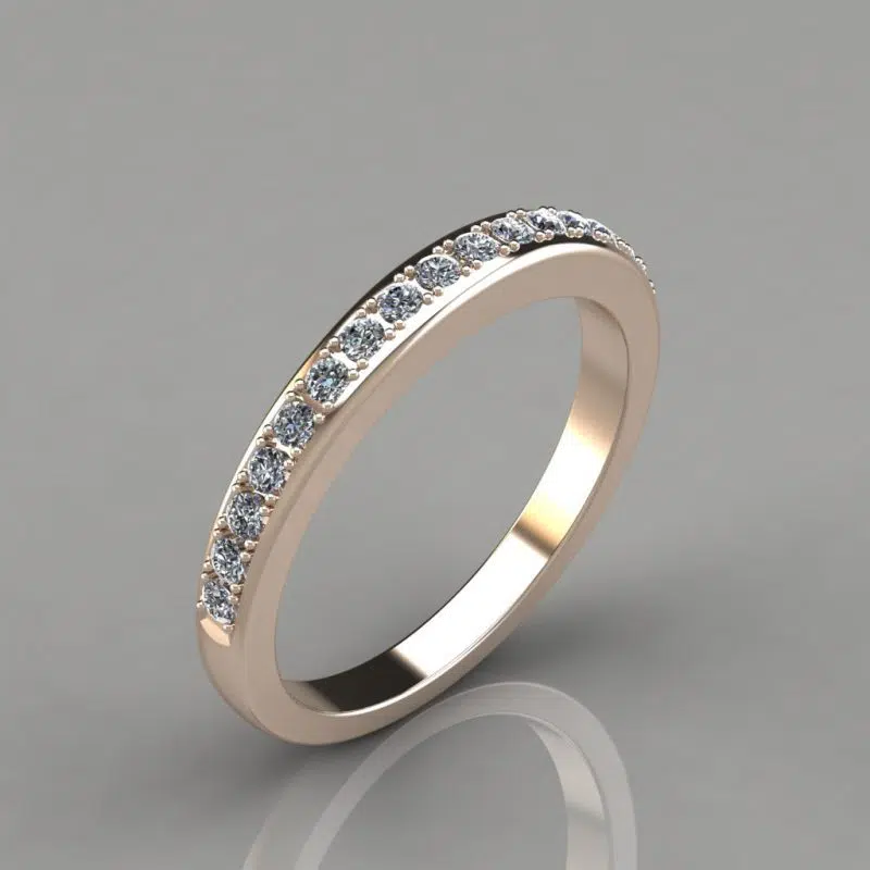 0.24Ct Moissanite Round Cut Wedding Band Ring