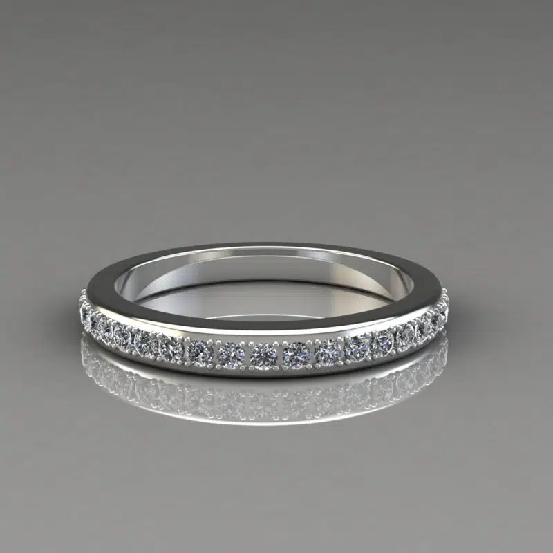 0.24Ct Moissanite Round Cut Wedding Band Ring