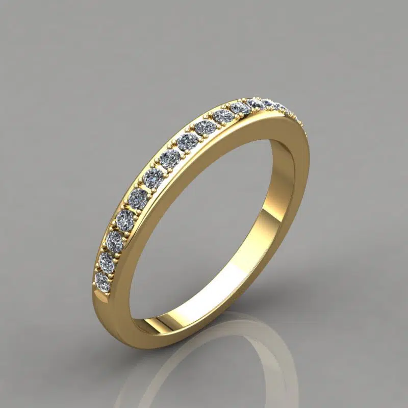 0.24Ct Moissanite Round Cut Wedding Band Ring