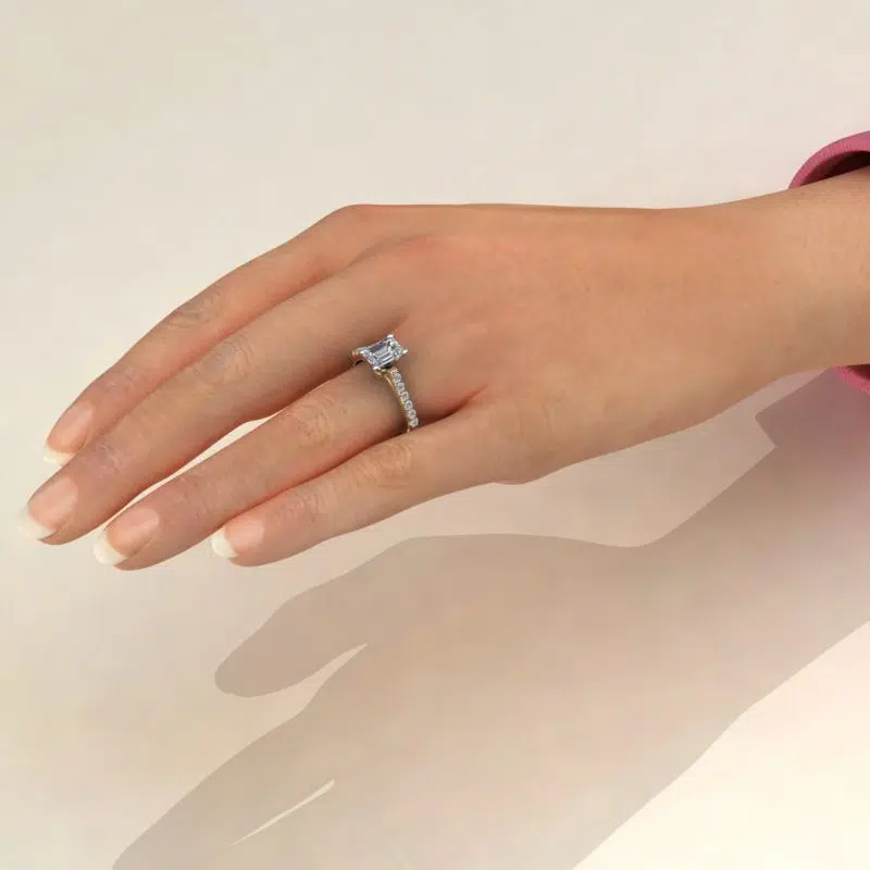 1.75 Ct Emerald Cut Moissanite Engagement Ring