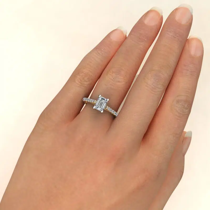 1.75 Ct Emerald Cut Moissanite Engagement Ring