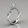 Twist Cushion Cut Blue Sapphire And Moissanite Engagement Ring