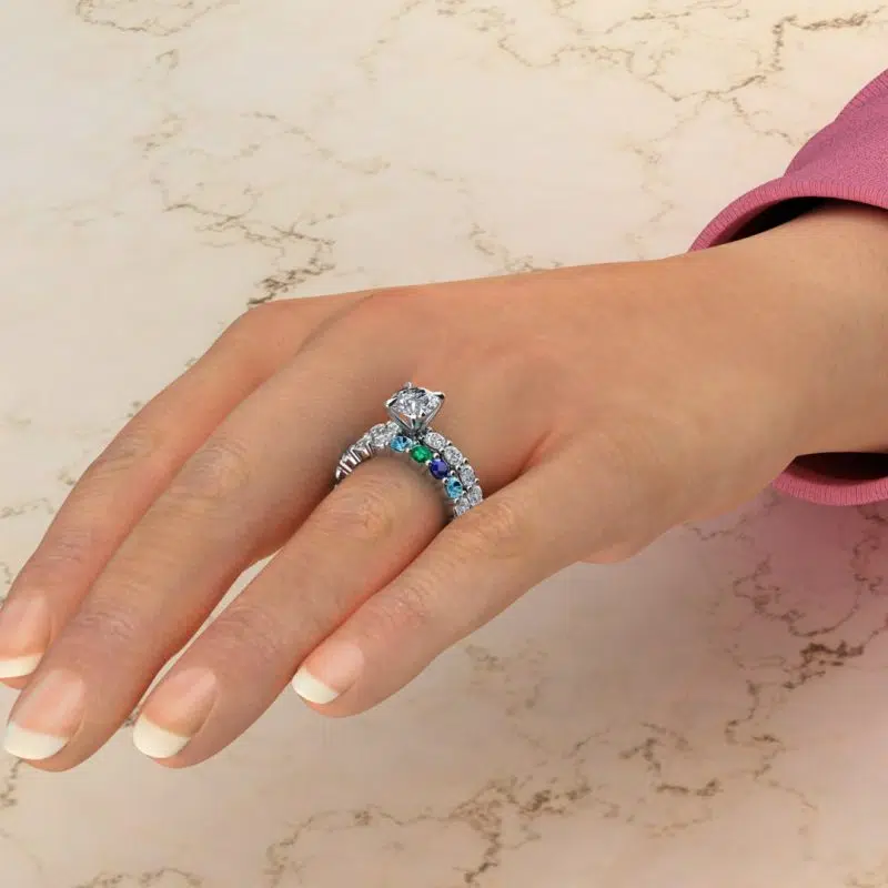 Custom Design Semi-Mount Eternity Claw Prongs Bridal Set
