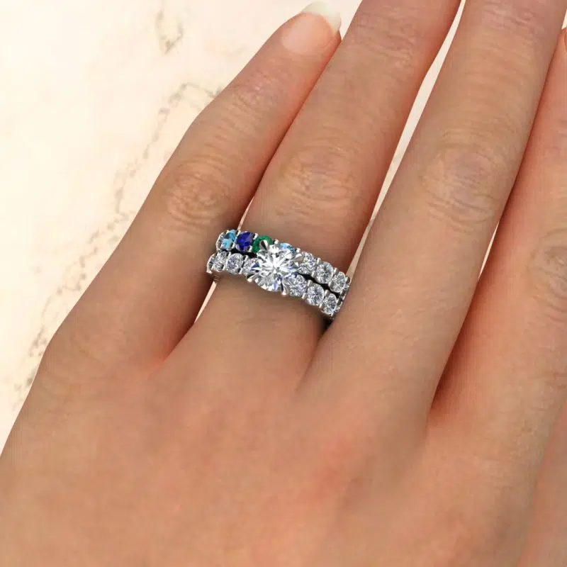 Custom Design Semi-Mount Eternity Claw Prongs Bridal Set