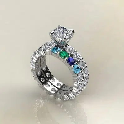 Custom Design Semi-Mount Eternity Claw Prongs Bridal Set
