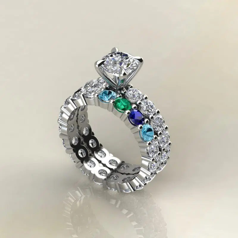 Custom Design Semi-Mount Eternity Claw Prongs Bridal Set