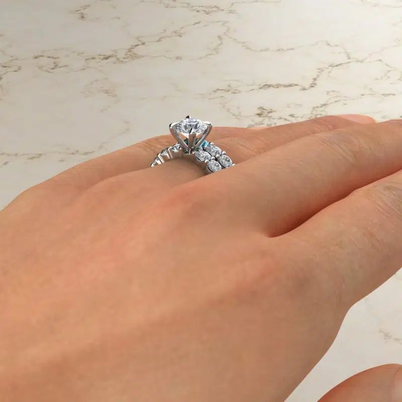 Custom Design Semi-Mount Eternity Claw Prongs Bridal Set