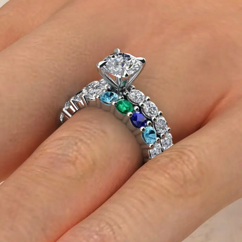 Custom Design Semi-Mount Eternity Claw Prongs Bridal Set
