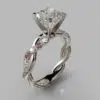 Twist Cushion Cut Pink Sapphire And Moissanite Engagement Ring