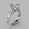 Three Stone Princess Cut Moissanite Engagement Ring