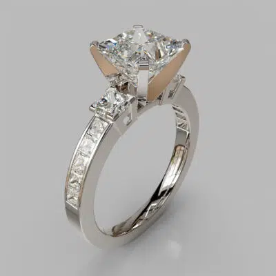 Three Stone Princess Cut Moissanite Engagement Ring Three Stone Princess Cut Moissanite Engagement Ring