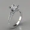 Three Stone Princess Cut Moissanite Engagement Ring