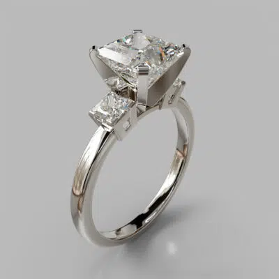Three Stone Moissanite Princess Cut Engagement Ring Three Stone Moissanite Princess Cut Engagement Ring