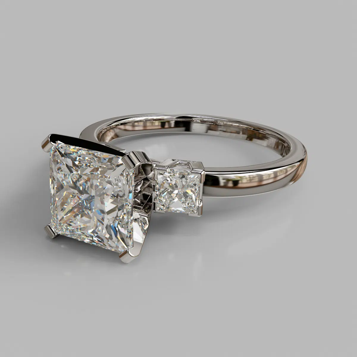 Three Stone Moissanite Princess Cut Engagement Ring Three Stone Moissanite Princess Cut Engagement Ring