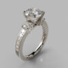 Three Stone Round Brilliant Cut Moissanite Engagement Ring