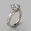Three Stone Round Brilliant Cut Moissanite Engagement Ring