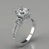 Three Stone Round Brilliant Cut Moissanite Engagement Ring