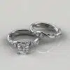 Twist Cushion Cut Moissanite Engagement Ring and Wedding Band Set