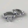 Twist Moissanite Cushion Cut Bridal Set With Blue Sapphires