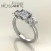 Three Stone Style 1.50 Ct Cushion Cut Engagement Ring