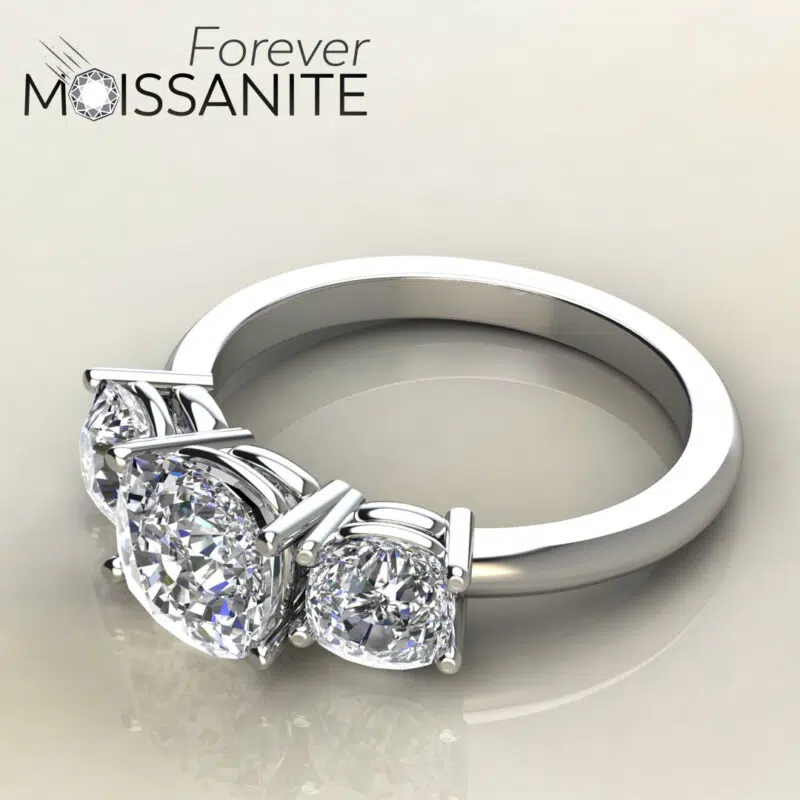 Three Stone Style 1.50 Ct Cushion Cut Engagement Ring