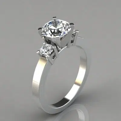 Three Stone Style Moissanite Engagement Ring