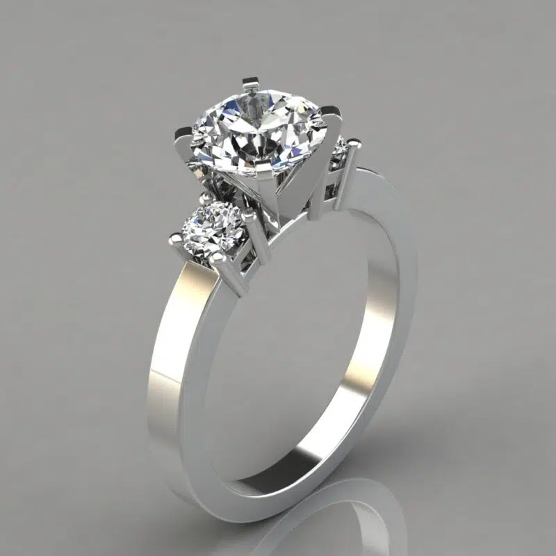 Three Stone Style Moissanite Engagement Ring