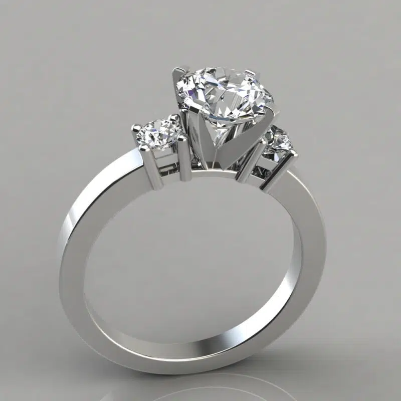 Three Stone Style Moissanite Engagement Ring