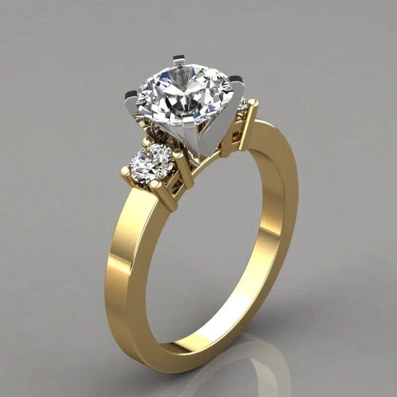 Three Stone Style Moissanite Engagement Ring