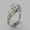 Three Stone Round Cut Designer Moissanite Engagement Ring