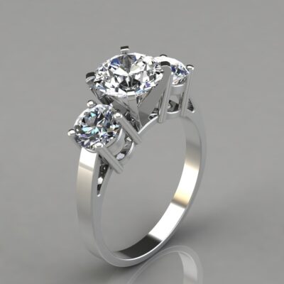 Three Stone Designer Moissanite Engagement Ring