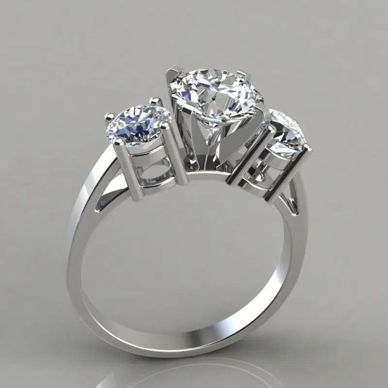 Three Stone Designer Moissanite Engagement Ring