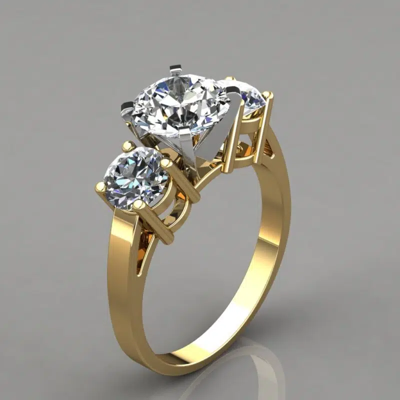 Three Stone Designer Moissanite Engagement Ring