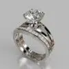 Moissanite Split Shank Solitaire Round Cut Bridal Set