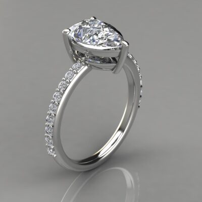 Shared Prong Pear Cut Moissanite Engagement Ring
