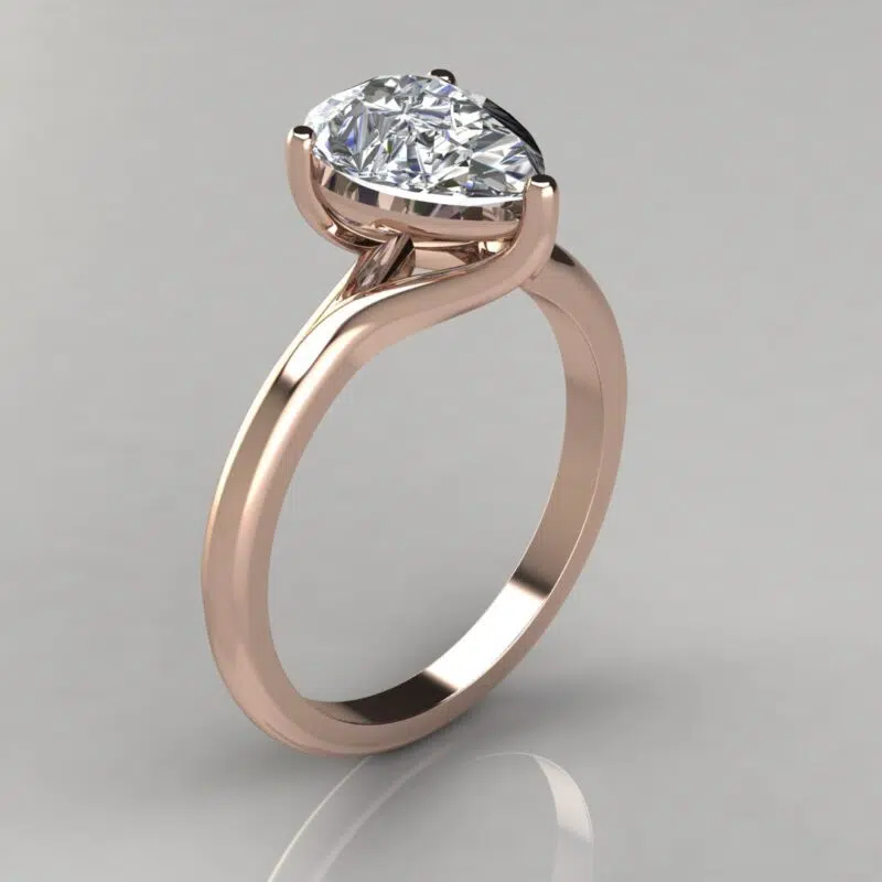 Solitaire Pear Cut Moissanite Engagement Ring