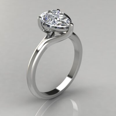Solitaire Pear Cut Moissanite Engagement Ring