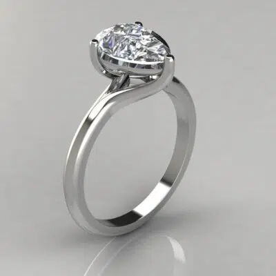 Solitaire Pear Cut Moissanite Engagement Ring